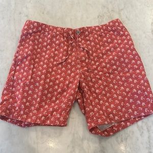 Bonobos Casual Palm Tree Shorts, size 34, 7” inseam, drawstring waist